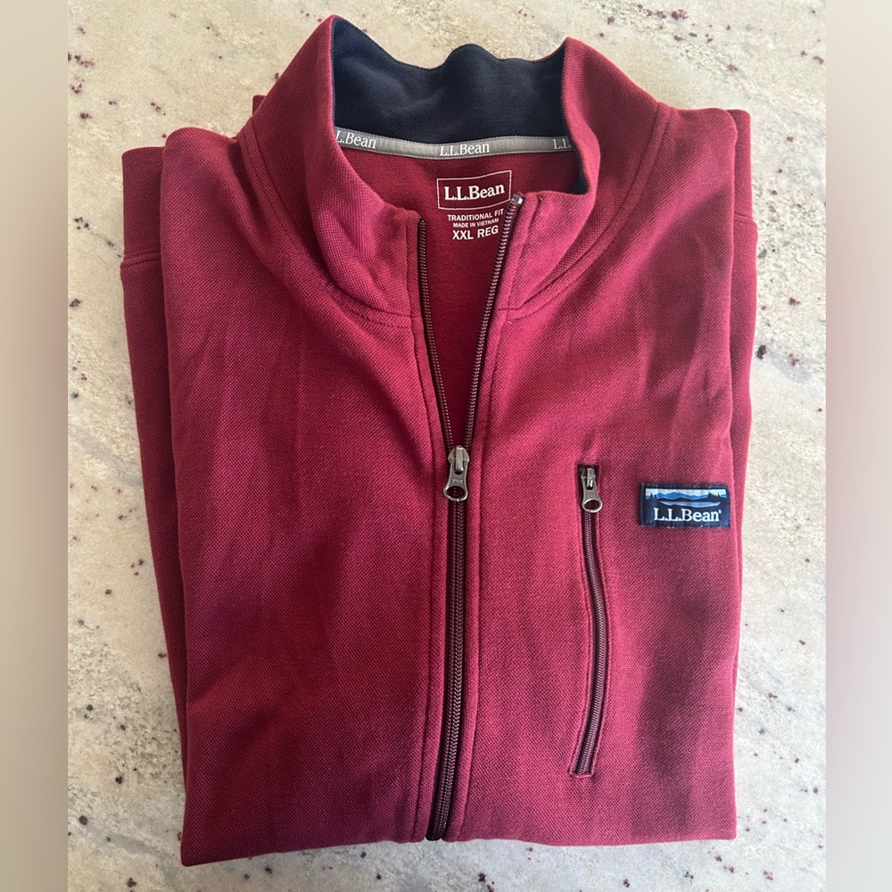 L.L. Bean Men's Burgundy Zip-Up Sweater